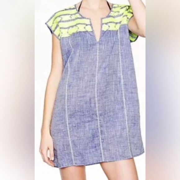 J.CREW Womens Linen Blend Beach Tunic Cover Up Shirt, Top Embroidery Size S - Picture 1 of 12